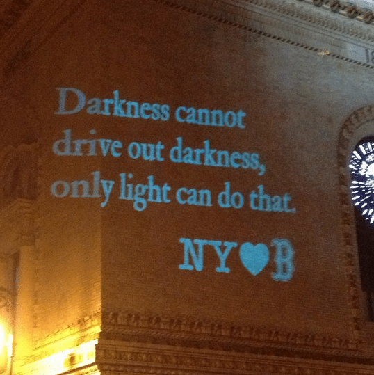 Boston Bombing Tribute on side of Brooklyn Academy of Music  