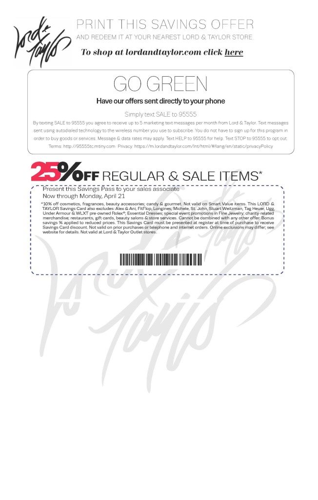 Lord & Taylor Savings Pass