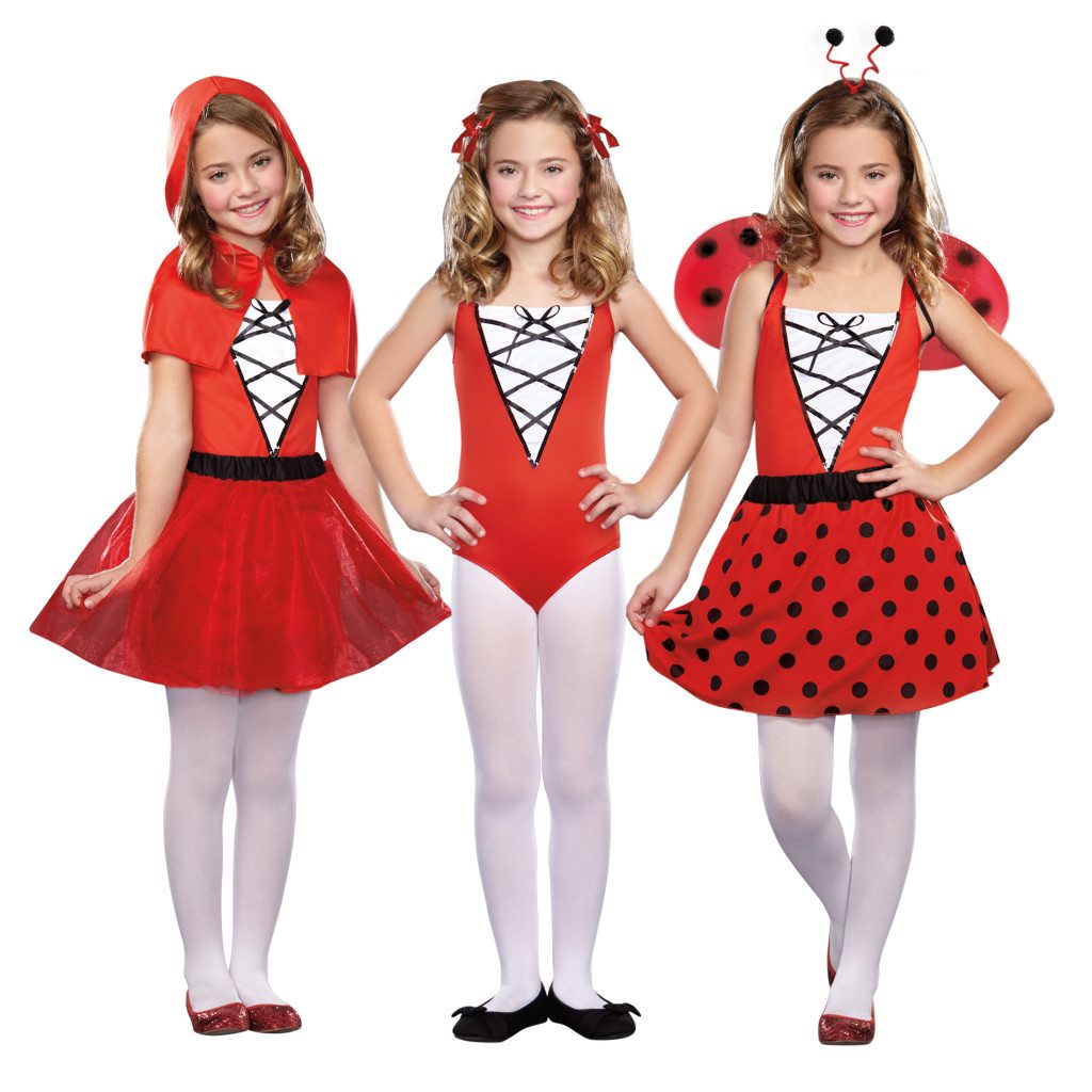 Non-Pink Halloween: Girls 3-In-1 Red Riding Hood Cheerleader Ladybug | AFancyGirlMust.com