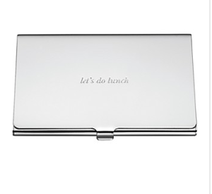 "Let's Do Lunch" Business Card Holder, $20, Bloomingdale's: gift ideas for the grown-up fancy girl