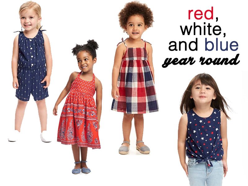 Old Navy red, white and blue looks for toddler girls 