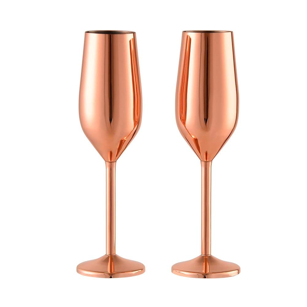 rose gold champagne glasses 